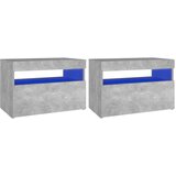 vidaXL noćni ormarić LED 2 kom siva boja betona 60x35x40 cm od iverice | shoptok.hr