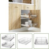 The Living Store Izvlečne košare mrežaste 2 kosa 500 mm srebrne - Žična Košara, (21745048) | Shoptok.si