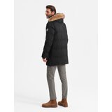 Ombre Men's insulated long parka jacket with flared bottom - black | Eponuda.ba