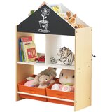 Ginger Home Етажерка за играчке и књиге Црна Табла за Писање, Кућица, Дрво | shoptok.hr