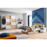 Hom`in postelja 120 cm x 200 cm , leseni material bela, barve hrasta | Shoptok.si