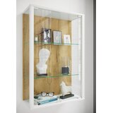 Livetastic VISEČA VITRINA, prozorno, bela, medeni hrast | Shoptok.si