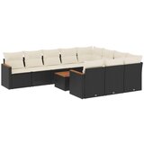  The Living Store Vrtna sedežna garnitura 11-delna z blazinami črn poli ratan - Vrtna Sedežna Garniture, (21449466) | Shoptok.si