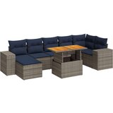  Vrtna garnitura - 8-dijelni set vrtnih sofa od poliratana s jastucima sivi - Siva 1 | shoptok.hr