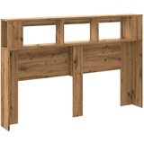 vidaXL LED posteljno vzglavje artisan hrast 160x18,5x103,5 cm inž. les | Shoptok.si