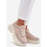 Boto Women's Sneakers With Rhinestones And Sheepskin Light Beige Zarika | Shoptok.si