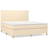 vidaXL Box spring postelja z vzmetnico krem 180x200 cm blago, (20894439) | Shoptok.si