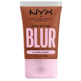 NYX Professional Makeup Bare With Me Blur Tint Foundation mat puder s srednjo prekrivnostjo 30 ml Odtenek 16 warm caramel