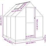  Staklenik s okvirom antracit 169 x 169 x 202 cm aluminijski | shoptok.hr