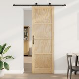 vidaXL Drsna vrata s kompletom opreme 78x232 cm Masivna lesena borovina, Notranja vrata 'ORKDAL'78x232x4 cm Masivna lesena borovina | Shoptok.si
