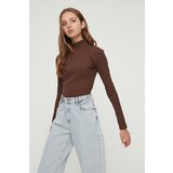 Trendyol Brown Turtleneck Ribbed Knitted Blouse Cijene