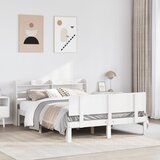 Maison Chic Posteljni okvir - Dvoposteljna postelja - Zakonska postelja z vzglavjem brez vzmetnice bel 120x200 cm, (21693870) | Shoptok.si