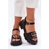 VINCEZA Women's Leather Sandals With Gold Detail | Shoptok.si