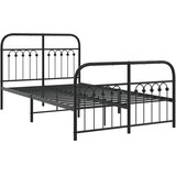  Metalni okvir kreveta uzglavlje i podnožje crni 120x190 cm | shoptok.hr