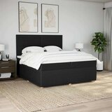 vidaXL Krevet s oprugama i madracem crni 200x200 cm od tkanine | shoptok.hr