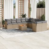 Maison Chic Seti vrtnega pohištva - Vrtna garnitura - Vrtni pohištvo set 11-delna z blazinami bež poli ratan, (21819829) | Shoptok.si