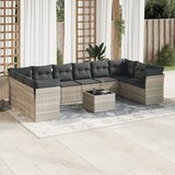 vidaXL 11-dijelni set vrtnih sofa poliratan s jastucima svijetlosivi Cijene