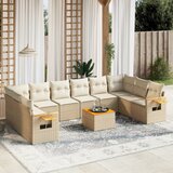  The Living Store Vrtna sedežna garnitura 11-delna z blazinami bež poli ratan - Vrtna Sedežna Garniture, (21480727) | Shoptok.si