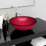 vidaXL Umivaonik od kaljenog stakla 42 x 14 cm Crvena cijene