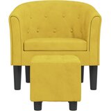 Zaobljena fotelja s tabureom žuti baršunasta | shoptok.hr