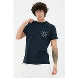 Trendyol Navy Blue Men Regular Fit Crew Neck Short Sleeved Printed T-Shirt Cene