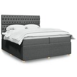 vidaXL Box spring postelja z vzmetnico temno siva 200x200 cm blago | Shoptok.si