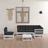 The Living Store Vrtna sedežna garnitura 6-delna z blazinami trdna borovina - Vrtna Sedežna Garnitura, (21426379) | Shoptok.si