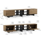 Marckeric Črna/v naravni barvi TV omarica v hrastovem dekorju 230x44x36 cm Cequoia – | Shoptok.si