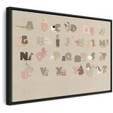  Slika - Alphabet at the Zoo - Joyful Animals and Their Names on a Beige Background 60x40 U crnom drvenom okviru | shoptok.hr