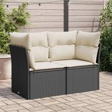 Maison Chic Vrtni kavč - Zunanji kavč dvosed z blazinami črn poli ratan, (22041734) | Shoptok.si
