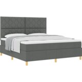  Postelja z vzmetnico z vzglavjem Temno siva 180 x 200 cm blago, (5000126340) | Shoptok.si