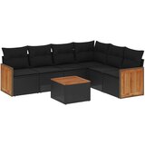 Maison Chic Seti vrtnega pohištva - Vrtna garnitura - Vrtni pohištvo set 7-delna z blazinami črn poli ratan, (21801756) | Shoptok.si