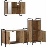  Set ormarića za kupaonicu 3 kom. Hrast artisan - Hrast artisan Ormarić ispod sudopera (3 vrata) + viseći ormarić + kupaonski orm | shoptok.hr