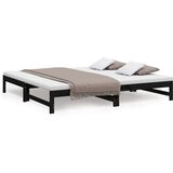  Dnevni ležaj na izvlačenje crni 2x(100x200) cm masivna borovina | shoptok.hr