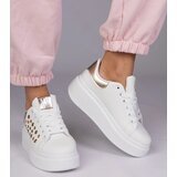 Gemre White sneakers with gold insert and studs Urlana | Shoptok.si