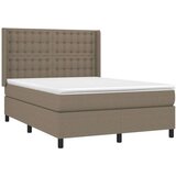  Krevet box spring s madracem LED smeđesivi 140x200 cm tkanina | shoptok.hr