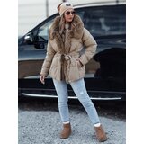 DStreet Kurtka damska zimowa FURSOFT pikowana z kapturem beżowa | Shoptok.si