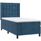  Krevet box spring s madracem LED tamnoplavi 90x190 cm baršun | shoptok.hr
