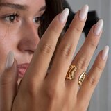  &amp;Scaron;iroki prsten s mrežastom teksturom, pozlata 14 k Slike