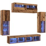 vidaXL 8-dijelne TV zidne jedinice s LED Starim drvom Konstruirano drvo | shoptok.hr