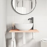  Zidna polica za umivaonik od čelika i masivne hrastovine Smeđa 60 x 50 x 2 cm | shoptok.hr