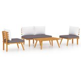 Maison Chic Seti vrtnega pohištva - Vrtna garnitura - Vrtni pohištvo set z blazinami 4-delna trden akacijev les, (21798165) | Shoptok.si