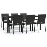  7-dijelni vrtni blagovaonski set s jastucima crni od poliratana | shoptok.hr