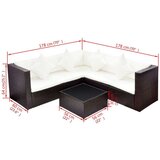 Vrtna sedežna garnitura z blazinami 4-delna poli ratan rjava, (20680612) | Shoptok.si