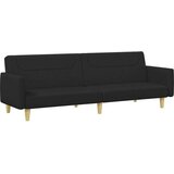  Kavč dvosed z blazinami in stolčkom za noge črno blago | Shoptok.si