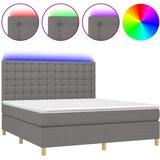  Box spring postelja z vzmetnico LED temno siva 180x200 cm blago, (20937927) | Shoptok.si