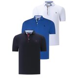 Dewberry TRIPLE SET T8582 MENS T-SHIRT-NAVY BLUE-WHITE-SAKS Cijene