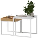 Nesta Moderna klubska mizica, set 2 mizic za dnevno sobo, bela, kvadratna oblika, MDF in kovinski okvir, za manjše prostore, (5000493340) | Shoptok.si