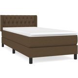 vidaXL Box spring postelja z vzmetnico temno rjava 100x200 cm blago, (20727078) Cene