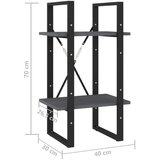 vidaXL Knjižna omara 2-nadstropna siva 40x30x70 cm trdna borovina | Shoptok.si